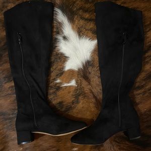 Black suede knee high boots